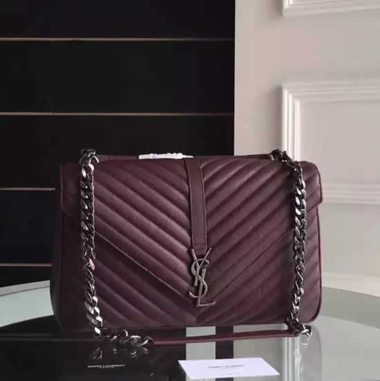 Replica Saint Laurent Large Monogram College Bag in Burgundy Goatskin